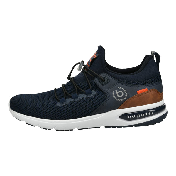 bugatti Sportlicher Sneaker mit Memory Foam im sportlichen Design, elastische Schnürsenkel, atmungsaktiv, Dunkelblau, 42 EU