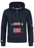 Geographical Norway Gymclass Men - Hoodie herren mit Kapuze Zip Tasche Känguru Mann - Pullover Sweatshirt Warm Langarm - Hoody Männer Jungen Frühling Sommer Herbst Winter (Marineblau L)