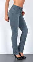 ESRA Damen Straight Fit Jeans Hose Damen Jeanshose Stretch gerader Schnitt Jeans Damen High Waist Damen Jeans Straight Jeans Damen Stretch bis Übergröße Jeans Große Größe G800