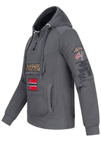 Geographical Norway Gymclass Men - Hoodie Herren mit Kapuze Zip Tasche Känguru Mann - Pullover Sweatshirt Warm Langarm - Hoody Männer Jungen Frühling Sommer Herbst Winter (Dunkelgrau L)