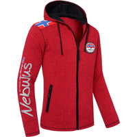 Nebulus Herren Fleecejacke NORSKA, warme Fleece Jacke, mit langem Full-Zip Reißverschluss, rot meliert - XXL