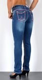 ESRA Damen Jeans Jeanshose Damen Hose Straight Leg Dicke Naht Jeanshosen Damenjeans bis große Größen J755