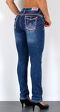 ESRA Damen Jeans Jeanshose Damen Hose Straight Leg Dicke Naht Jeanshosen Damenjeans bis große Größen J755