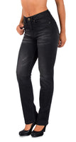 ESRA Damen Straight Fit Jeans Hose Damen Jeanshose gerader Schnitt bis Übergröße G700