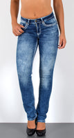 ESRA Damen Jeans Jeanshose Damen Hose Straight Leg Dicke Naht Jeanshosen Damenjeans bis große Größen J755