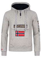 Geographical Norway Gymclass Men - Hoodie Herren mit Kapuze Zip Tasche Känguru Mann - Pullover Sweatshirt Warm Langarm - Hoody Männer Jungen Frühling Sommer Herbst Winter (Hellgrau L)