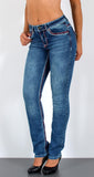 ESRA Damen Jeans Jeanshose Damen Hose Straight Leg Dicke Naht Jeanshosen Damenjeans bis große Größen J755