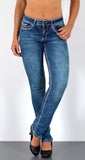 ESRA Damen Jeans Jeanshose Damen Hose Straight Leg Dicke Naht Jeanshosen Damenjeans bis große Größen J755