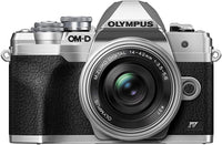 Olympus OM-D E-M10 Mark IV Micro-Four-Thirds-Systemkamera-Kit, 20 MP Sensor, 5-Achsen-Bildstabilisation, leistungsstarker AF, Wi-Fi, inkl. M.Zuiko Digital ED 14 42mm F3.5 5.6 EZ Pancake silber