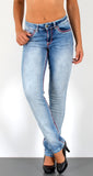 ESRA Damen Jeans Jeanshose Damen Hose Straight Leg Dicke Naht Jeanshosen Damenjeans bis große Größen J755