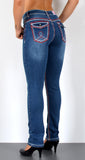 ESRA Damen Jeans Jeanshose Damen Hose Straight Leg Dicke Naht Jeanshosen Damenjeans bis große Größen J755