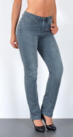 ESRA Damen Straight Fit Jeans Hose Damen Jeanshose Stretch gerader Schnitt Jeans Damen High Waist Damen Jeans Straight Jeans Damen Stretch bis Übergröße Jeans Große Größe G800