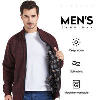 Pinkpum Strickjacke Herren Fleecejacke Sweatjacke Mit Reißverschluss Trachtenjacke, Gestrickt Cardigan Herren Wintermantel Bordeaux rot M