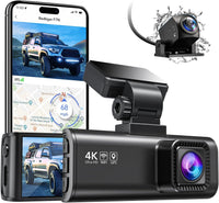 REDTIGER F7N 4K Dashcam mit WiFi GPS Front 4K/2.5K und Hinten 1080P Dual Dash Kamera, 3.18" Display Kamera für Autos, 170° Weitwinkel Dashboard Kamera Recorder, Parking Monitor, Support 256GB Max