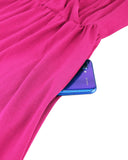 STYLEWORD Sommerkleid Damen Knielang V-Ausschnitt A Linie Rose Kleider Sommer Strandkleid Freizeitkleid mit Taschen
