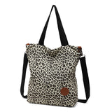 JANSBEN Damen Canvas Handtasche Schultertasche Casual Multifunktionale Umhängetaschen Groß für Arbeit Schule Shopper Lässige täglich (Leopard)