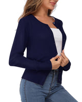 Newshows Damen Leichte Strickjacke Langarm Klassisch Rundhalsstrickjacke Casual Cardigan Strickmantel mit Knöpfen(Polen,Groß)