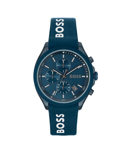 BOSS Chronograph Quarz Uhr für Herren mit Blaues Silikonarmband - 1514061