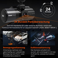 VANTRUE N4 3 Lens 4K Dashcam Auto 2.5K+ 2.5K+ 1080P vorne hinten innen, HDR/ 30FPS Kamera, 3 Channel Bewegungsüberwachung Dash Cam Infrarot Nachtsicht, 2.45” Hitzebeständig, Max 512GB