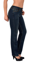 ESRA Damen Jeans Hose Damen Jeanshose gerader Schnitt Straight-Fit Jeans Damen High Waist bis Übergröße Große Größen G600