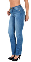 ESRA Damen Jeans Hose Damen Jeanshose gerader Schnitt Straight-Fit Jeans Damen High Waist bis Übergröße Große Größen G600