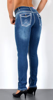 ESRA Damen Jeans Jeanshose Damen Hose Straight Leg Dicke Naht Jeanshosen Damenjeans bis große Größen J755