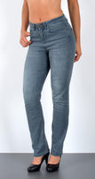 ESRA Damen Straight Fit Jeans Hose Damen Jeanshose Stretch gerader Schnitt Jeans Damen High Waist Damen Jeans Straight Jeans Damen Stretch bis Übergröße Jeans Große Größe G800