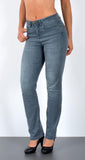 ESRA Damen Straight Fit Jeans Hose Damen Jeanshose Stretch gerader Schnitt Jeans Damen High Waist Damen Jeans Straight Jeans Damen Stretch bis Übergröße Jeans Große Größe G800