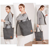 JANSBEN Damen Canvas Handtasche Schultertasche Casual Multifunktionale Umhängetaschen Groß für Schule Shopper Lässige täglich (Grau)