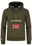 Geographical Norway Gymclass Men - Hoodie Herren mit Kapuze Zip Tasche Känguru Mann - Pullover Sweatshirt Warm Langarm - Hoody Männer Jungen Frühling Sommer Herbst Winter (Khaki L)