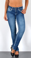 ESRA Damen Jeans Jeanshose Damen Hose Straight Leg Dicke Naht Jeanshosen Damenjeans bis große Größen J755