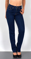 ESRA Damen Jeans Hose High Waist Jeans Damen Straight Leg Hose bis Übergröße G300