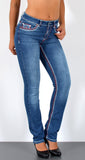 ESRA Damen Jeans Jeanshose Damen Hose Straight Leg Dicke Naht Jeanshosen Damenjeans bis große Größen J755