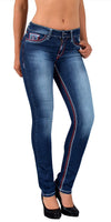 ESRA Damen Jeans Jeanshose Damen Hose Straight Leg Dicke Naht Jeanshosen Damenjeans bis große Größen J755