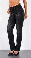 ESRA Damen Straight Fit Jeans Hose Damen Jeanshose gerader Schnitt bis Übergröße G700