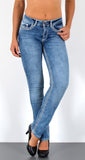 ESRA Damen Jeans Jeanshose Damen Hose Straight Leg Dicke Naht Jeanshosen Damenjeans bis große Größen J755