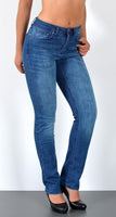 ESRA Damen Straight Fit Jeans Hose Damen Jeanshose Stretch gerader Schnitt Jeans Damen High Waist Damen Jeans Straight Jeans Damen Stretch bis Übergröße Jeans Große Größe G800