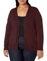 Amazon Essentials Damen Leichter Cardigan mit V-Ausschnitt (in Übergröße erhältlich), Burgunderrot, XXL