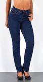 ESRA Damen Straight Fit Jeans Hose Damen Jeanshose gerader Schnitt bis Übergröße G700