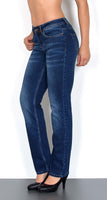 ESRA Damen Jeans Hose Damen Jeanshose gerader Schnitt Straight-Fit Jeans Damen High Waist bis Übergröße Große Größen G600