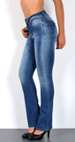 ESRA Schlaghose Damen 70er Weite Hose Damen Bootcut Jeans Damen bis Übergröße B700