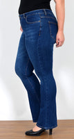 ESRA Jeans Damen Bootcut Jeanshose Flared High Waist Schlaghose Hose Stretch Schlagjeans bis Übergröße Plussize FB1, Jeansblau J114, 52