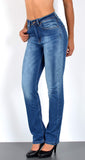 ESRA Damen Straight Fit Jeans Hose Damen Jeanshose gerader Schnitt bis Übergröße G700