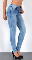 ESRA Damen Jeans Jeanshose Damen Skinny High Waist Hochbund Hose bis Übergröße S300