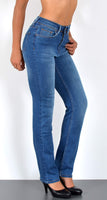 ESRA Damen Straight Fit Jeans Hose Damen Jeanshose gerader Schnitt bis Übergröße G700