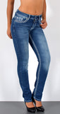 ESRA Damen Jeans Jeanshose Damen Hose Straight Leg Dicke Naht Jeanshosen Damenjeans bis große Größen J755