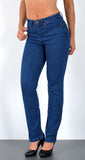 ESRA Damen Straight Fit Jeans Hose Damen Jeanshose Stretch gerader Schnitt Jeans Damen High Waist Damen Jeans Straight Jeans Damen Stretch bis Übergröße Jeans Große Größe G800