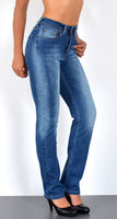 ESRA Damen Straight Fit Jeans Hose Damen Jeanshose gerader Schnitt bis Übergröße G700