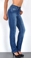 ESRA Damen Straight Fit Jeans Hose Damen Jeanshose gerader Schnitt bis Übergröße G700