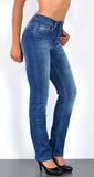 ESRA Damen Straight Fit Jeans Hose Damen Jeanshose gerader Schnitt bis Übergröße G700